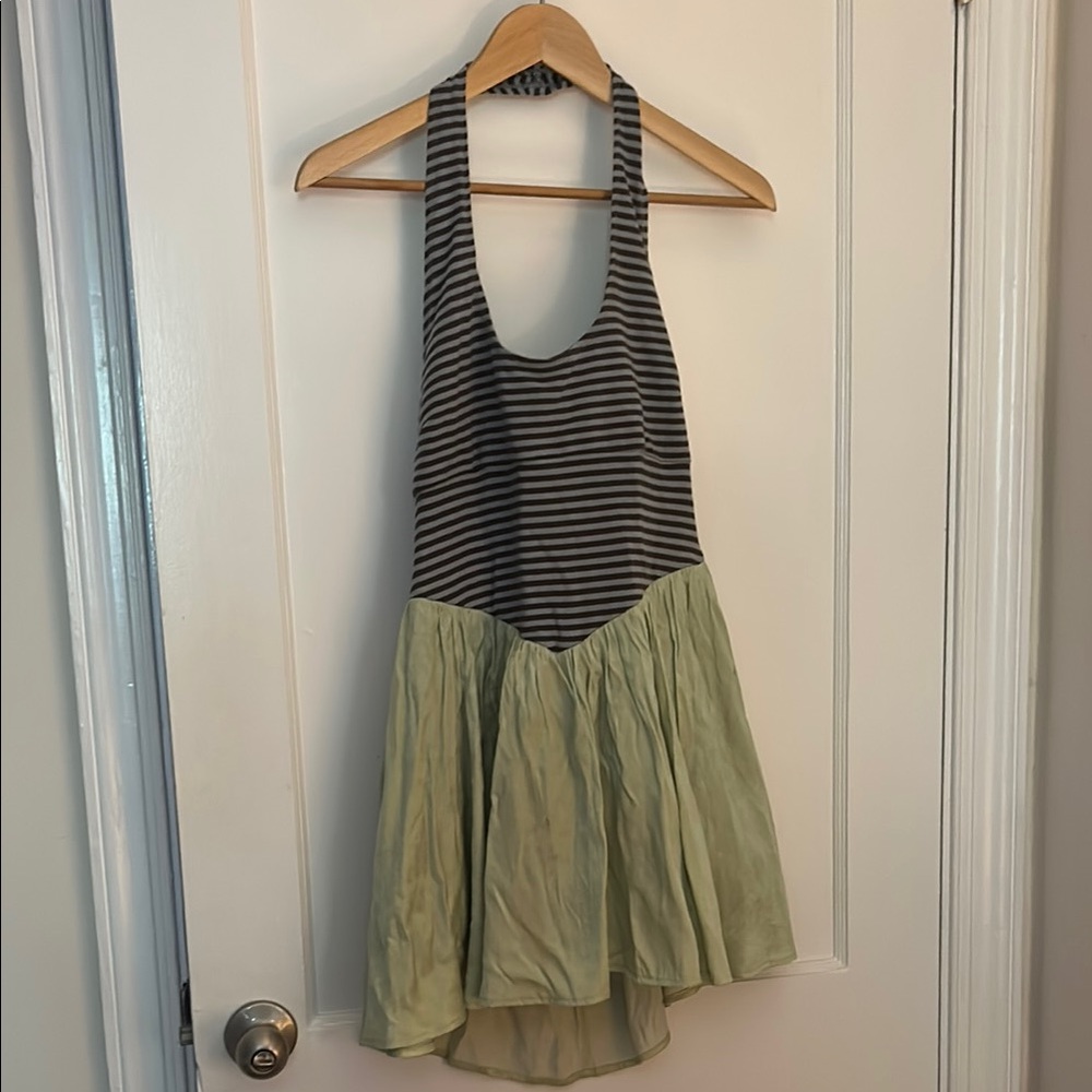 Fashion Brand Company Striped Halter Romper with Green Skirt